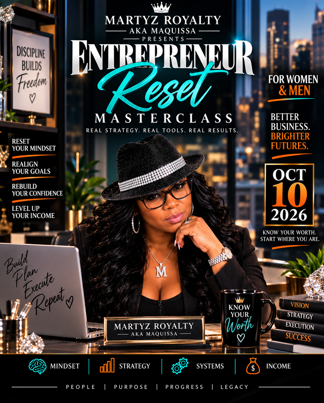 Martyz Royalty Entrepreneur Reset Masterclass for women and men on October 10, 2026.